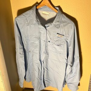 Columbia Mens LS PFG Vented Fishing Shirt Color Blue Size XL